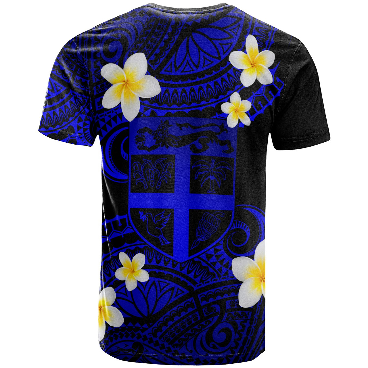 Fiji Custom Personalised T-Shirt - Plumeria Polynesian Vibe Blue