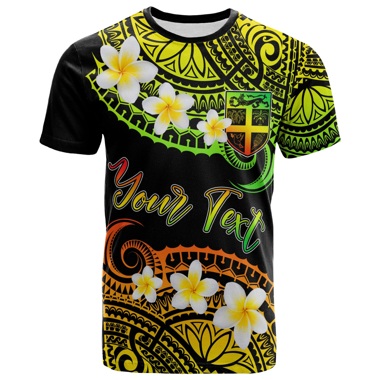 Fiji Custom Personalised T-Shirt - Plumeria Polynesian Vibe Reggae 2