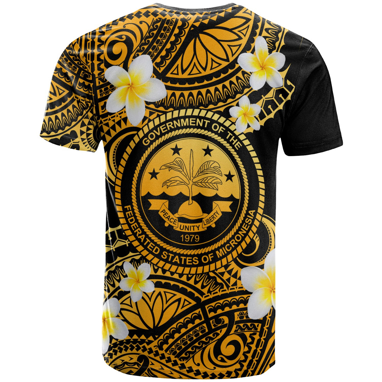 Federated States of Micronesia Custom Personalised T-Shirt - Plumeria Polynesian Vibe Gold