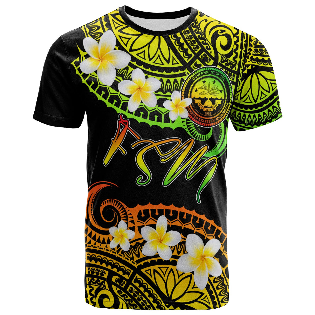 Federated States of Micronesia Custom Personalised T-Shirt - Plumeria Polynesian Vibe Reggae 1