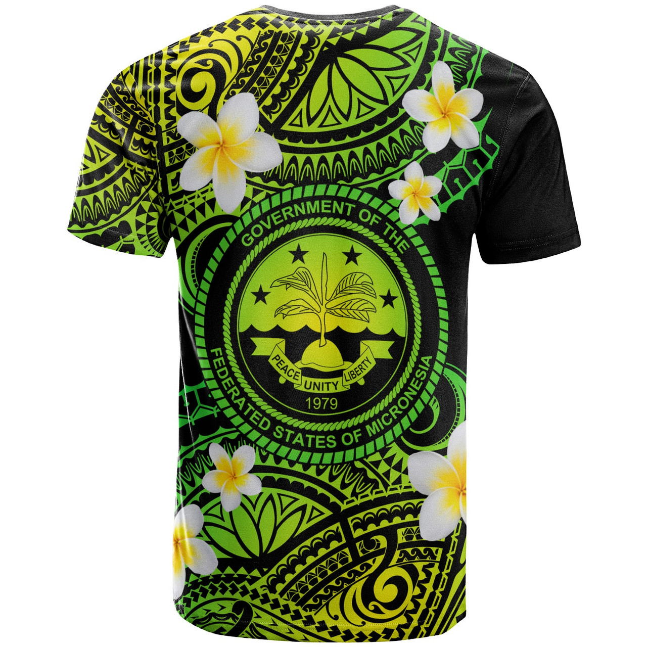 Federated States of Micronesia Custom Personalised T-Shirt - Plumeria Polynesian Vibe Green