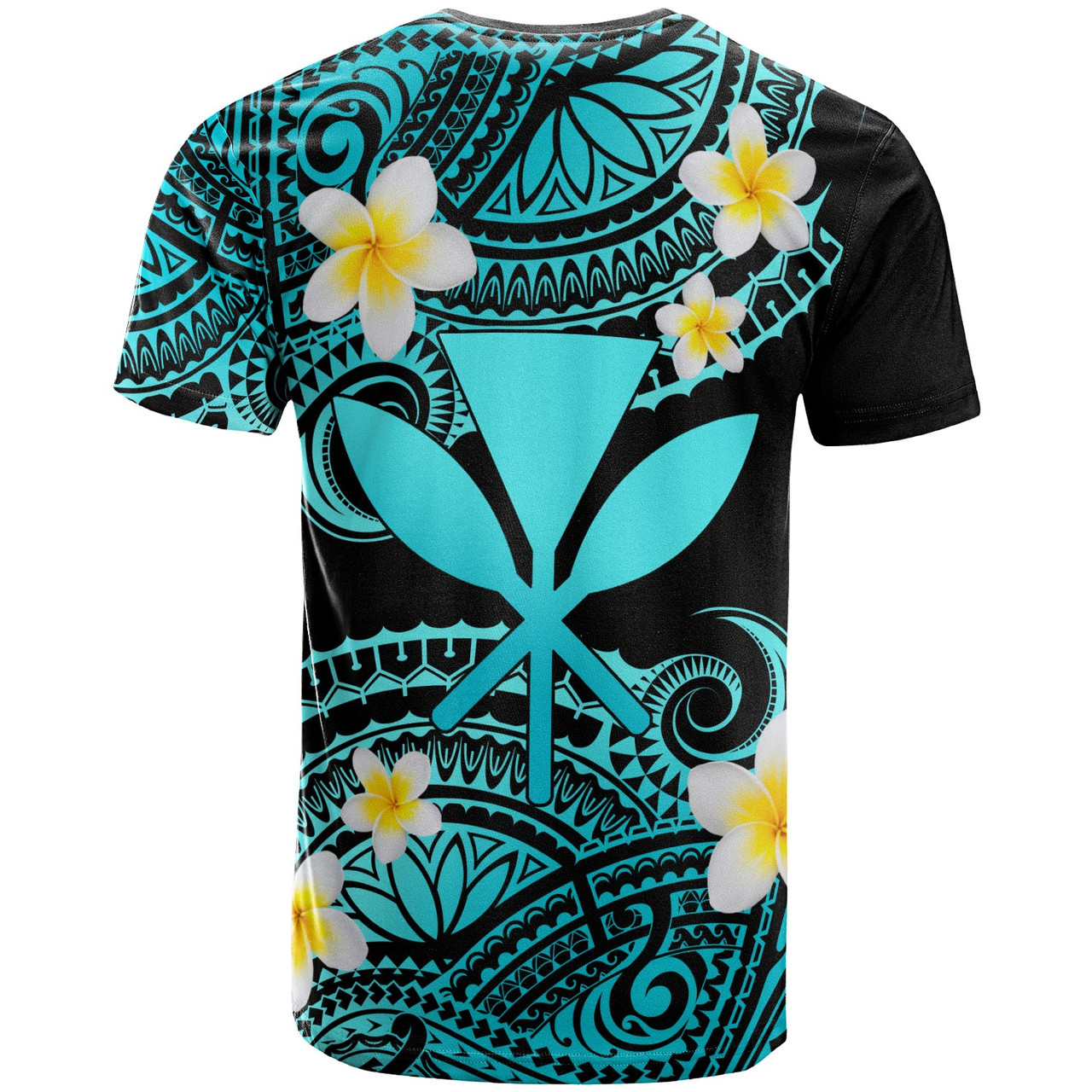 Hawaii Custom Personalised T-Shirt - Plumeria Polynesian Vibe Turquoise