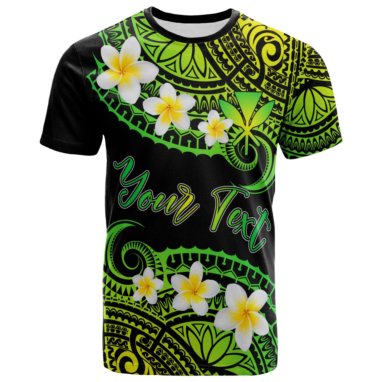 Hawaii Custom Personalised T-Shirt - Plumeria Polynesian Vibe Green 2