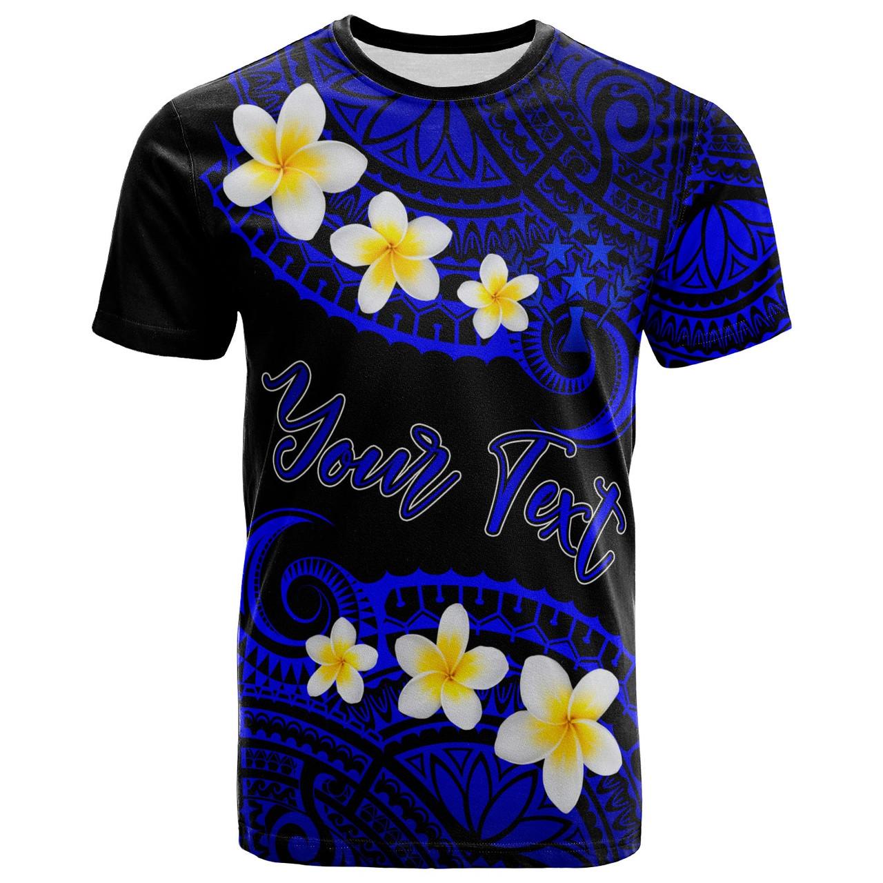 Kosrae Custom Personalised T-Shirt - Plumeria Polynesian Vibe Blue 2