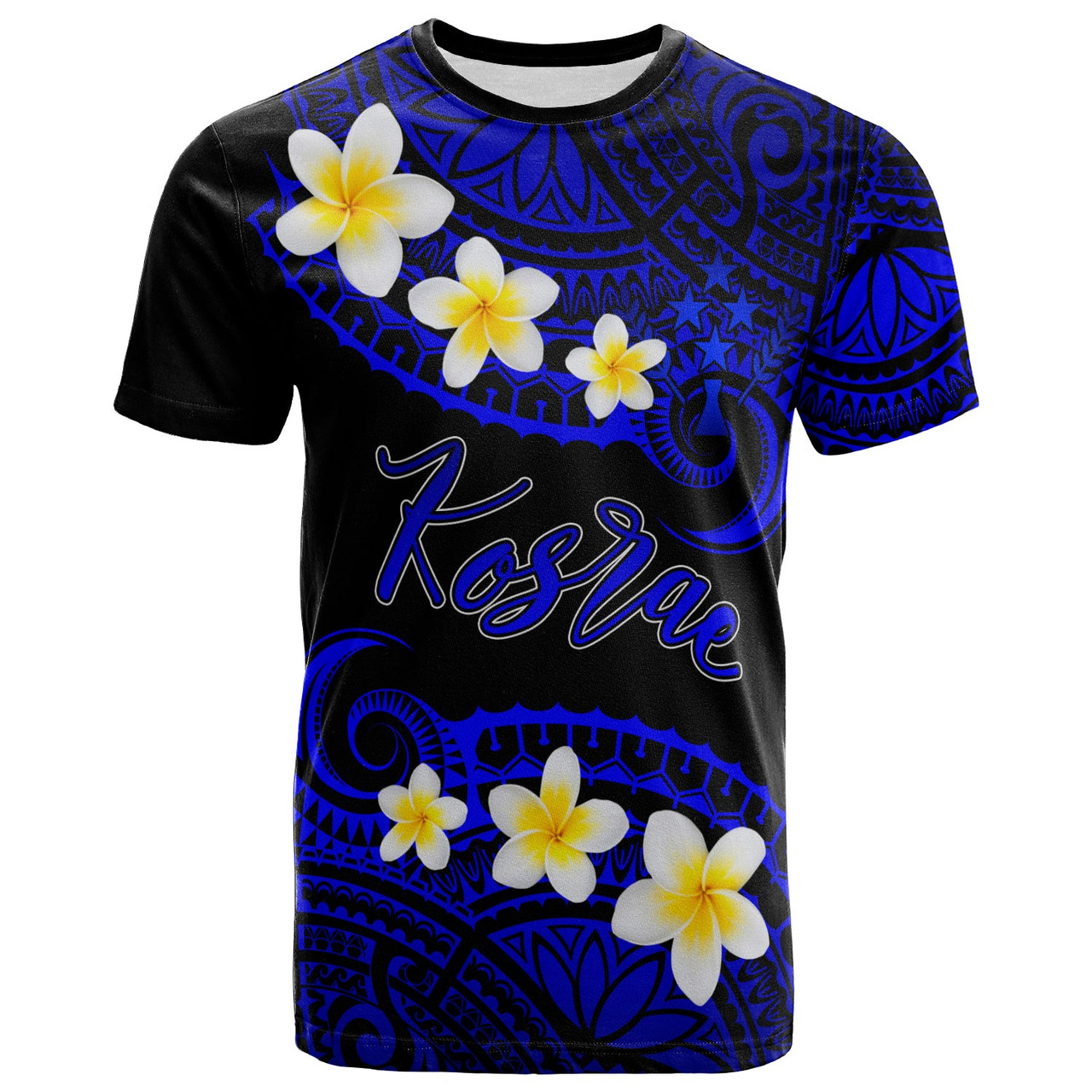 Kosrae Custom Personalised T-Shirt - Plumeria Polynesian Vibe Blue 1