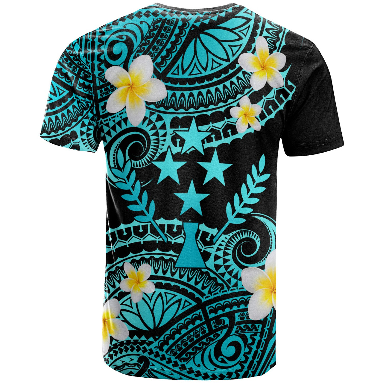 Kosrae Custom Personalised T-Shirt - Plumeria Polynesian Vibe Turquoise