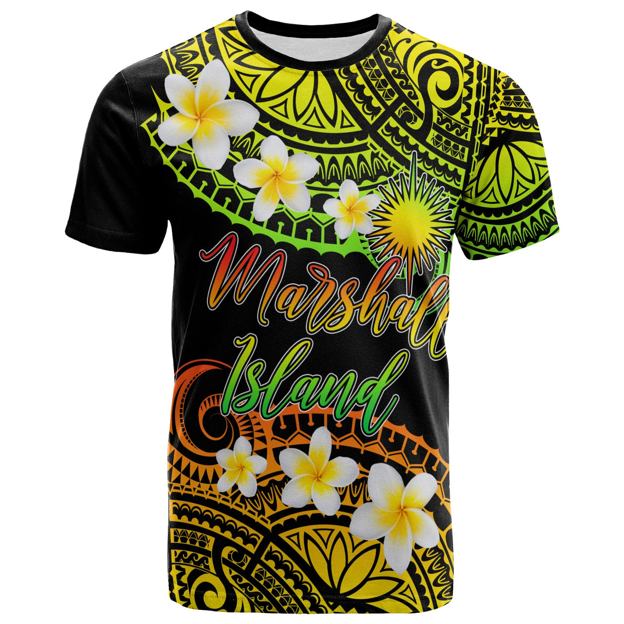 Marshall Islands Custom Personalised T-Shirt - Plumeria Polynesian Vibe Reggae 1