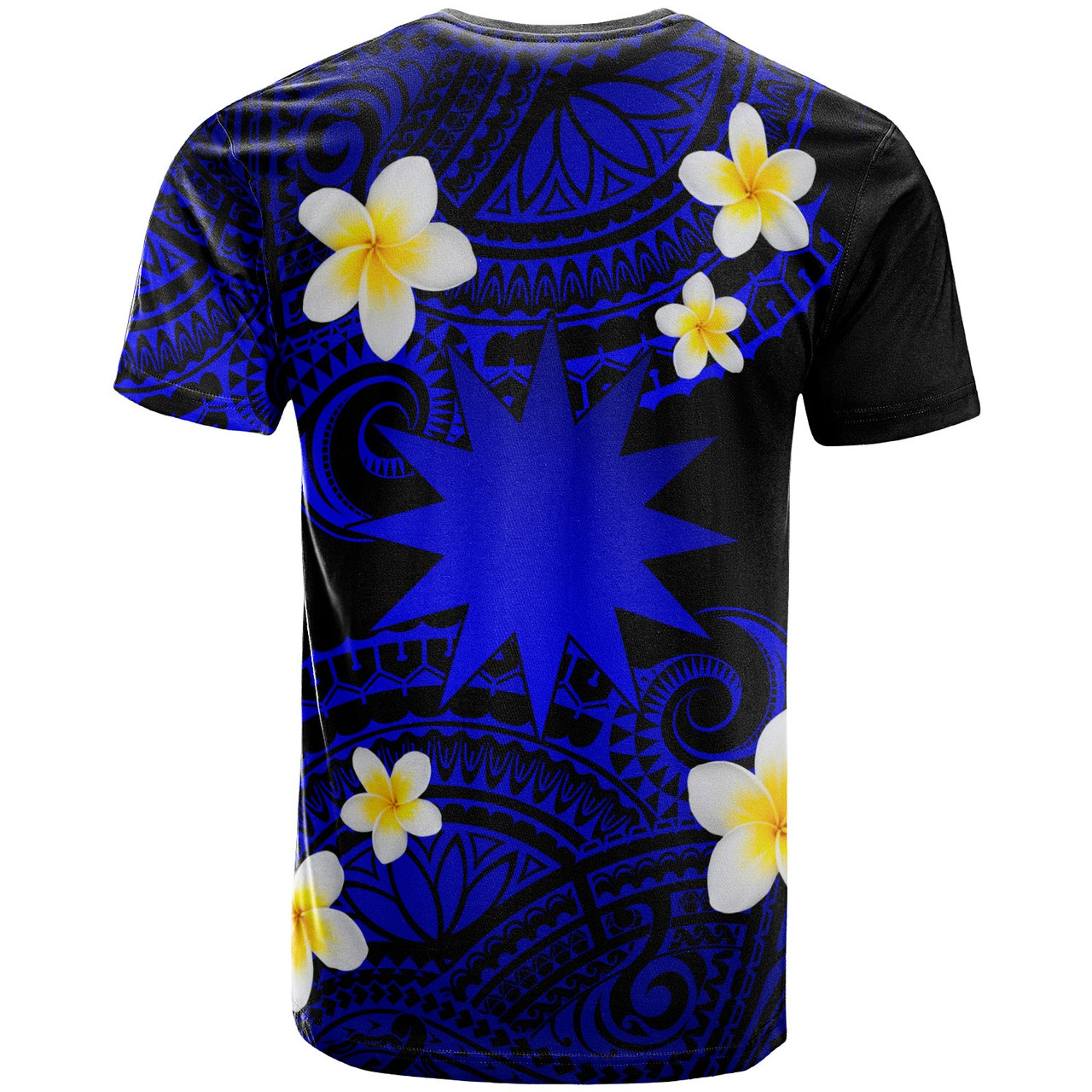 Nauru Custom Personalised T-Shirt - Plumeria Polynesian Vibe Blue