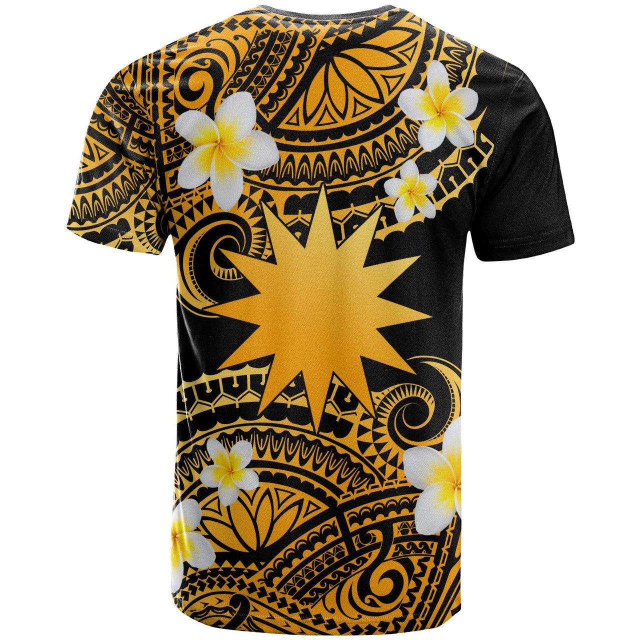 Nauru Custom Personalised T-Shirt - Plumeria Polynesian Vibe Gold