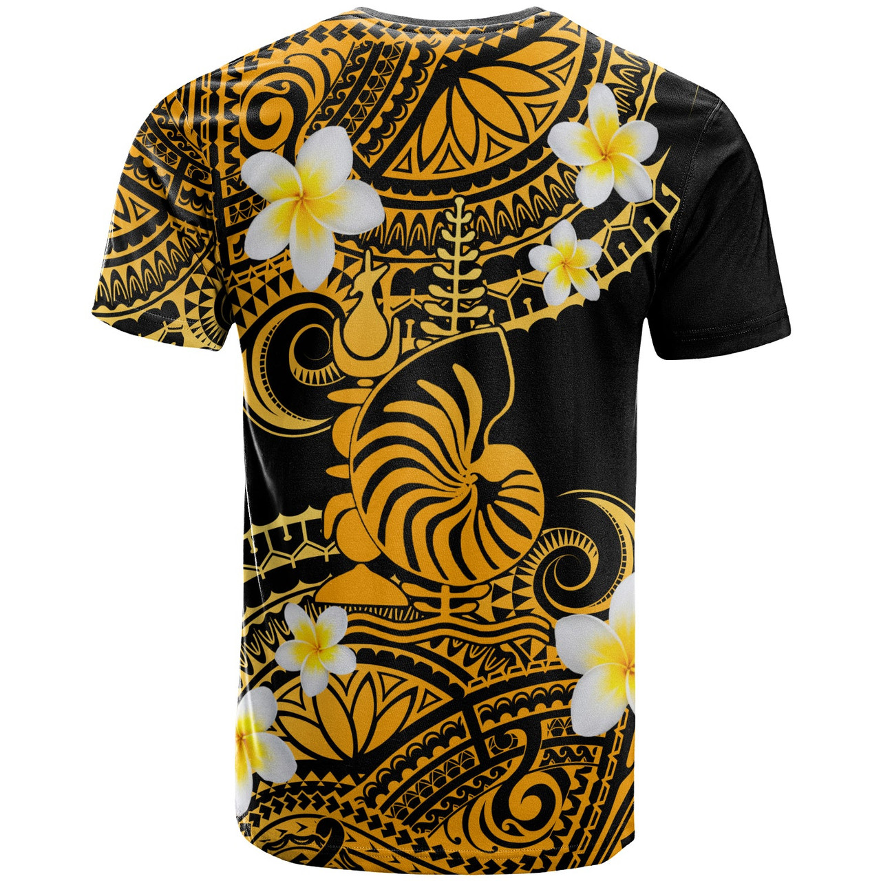 New Caledonia Custom Personalised T-Shirt - Plumeria Polynesian Vibe Gold