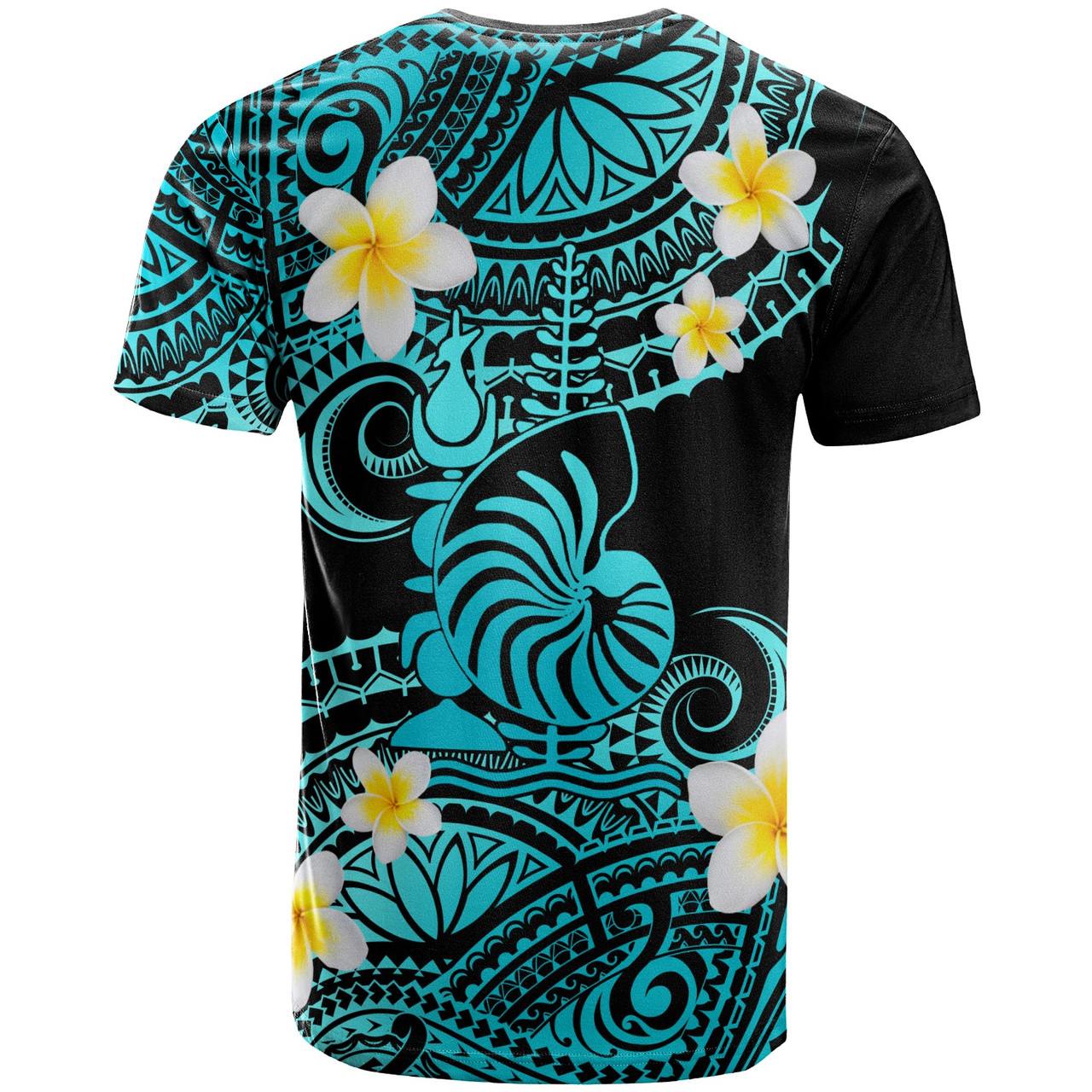 New Caledonia Custom Personalised T-Shirt - Plumeria Polynesian Vibe Turquoise