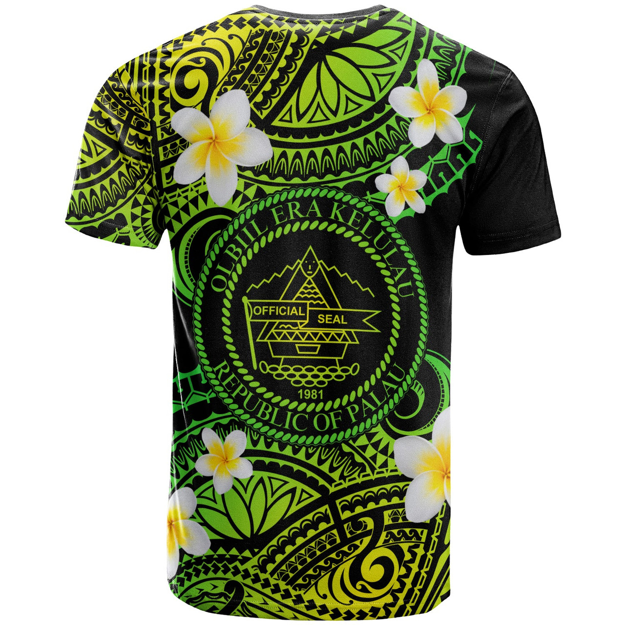 Palau Custom Personalised T-Shirt - Plumeria Polynesian Vibe Green