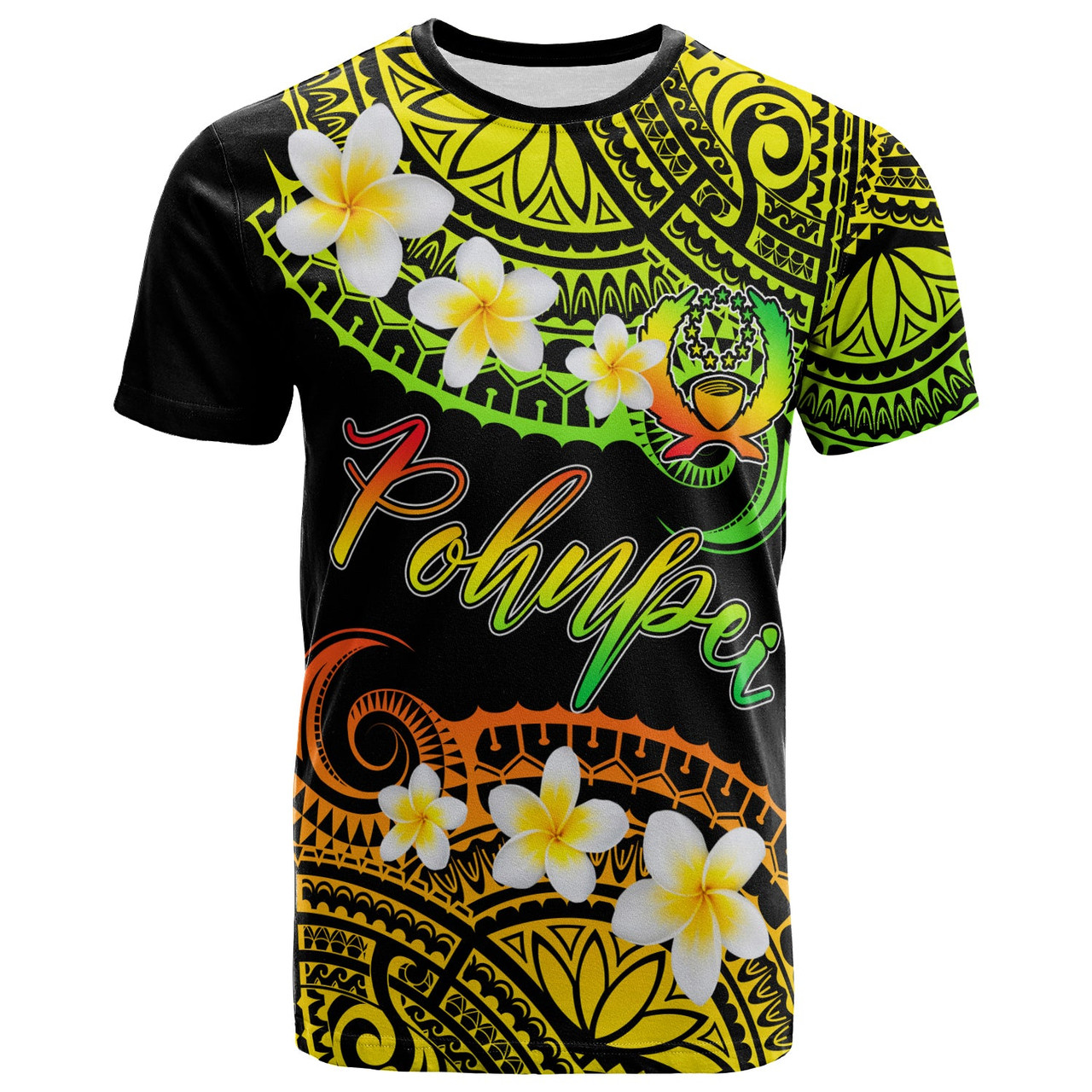 Pohnpei Custom Personalised T-Shirt - Plumeria Polynesian Vibe Reggae 1