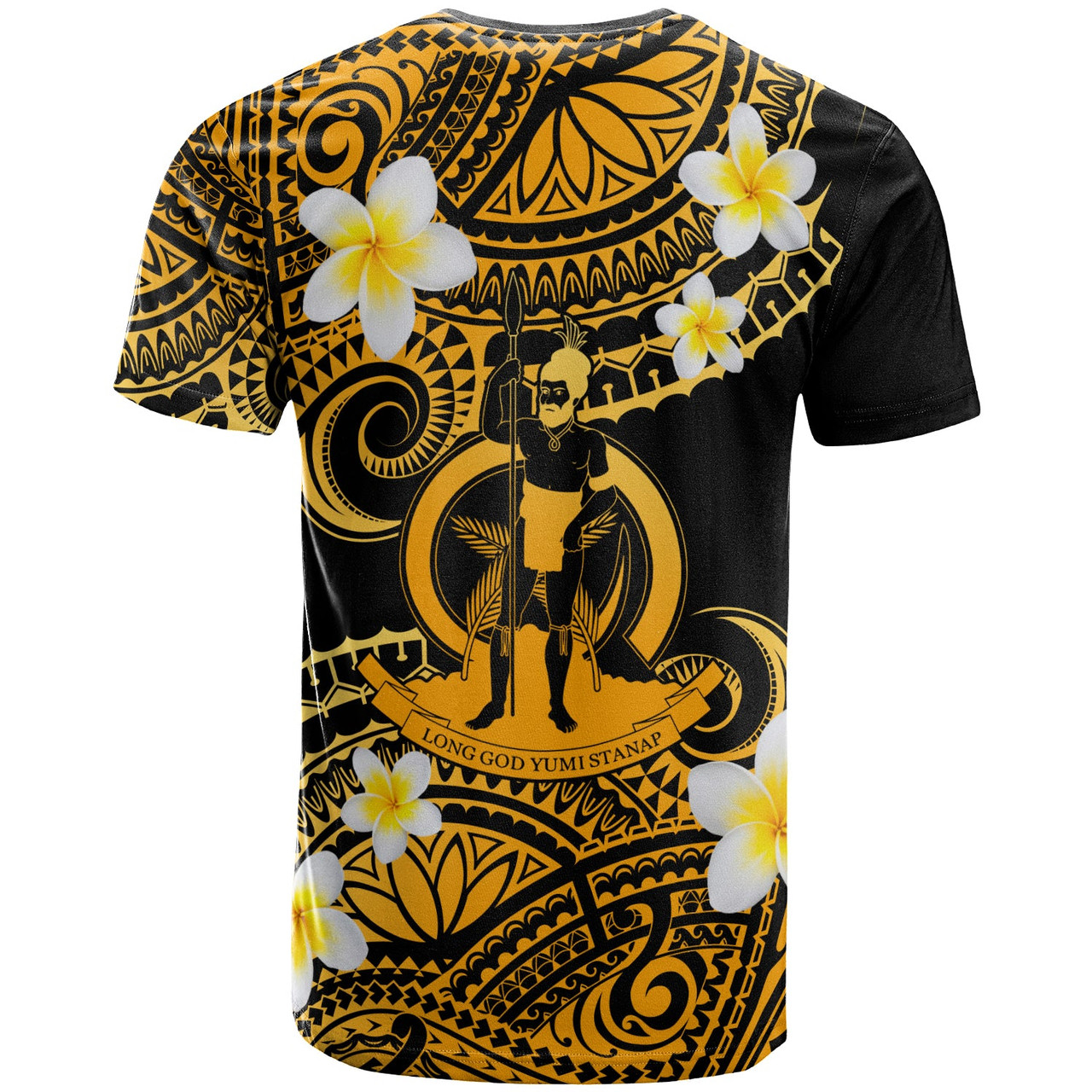 Vanuatu Custom Personalised T-Shirt - Plumeria Polynesian Vibe Gold