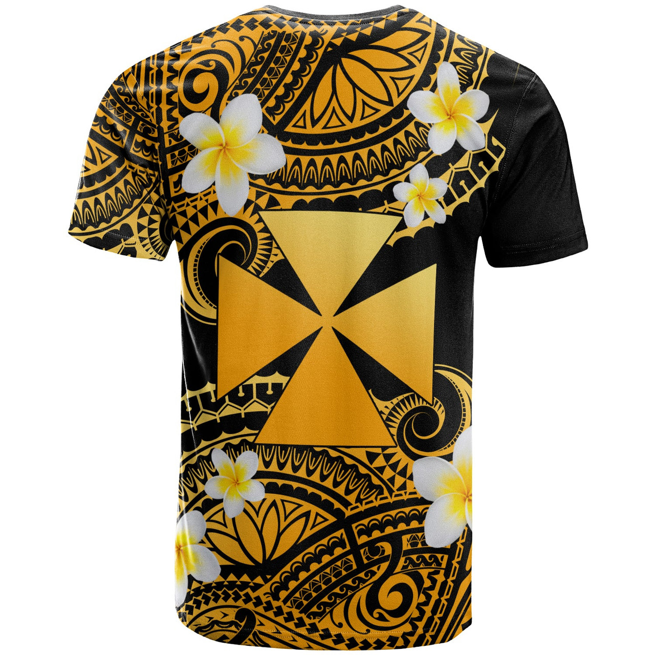 Wallis and Futuna Custom Personalised T-Shirt - Plumeria Polynesian Vibe Gold