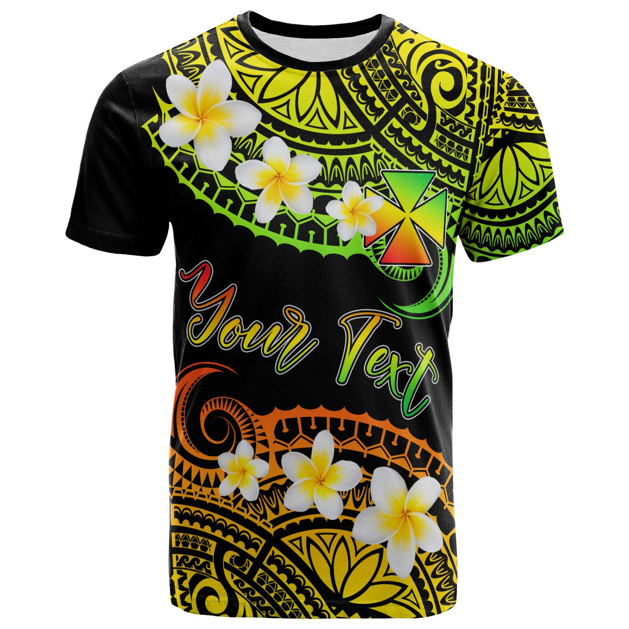Wallis and Futuna Custom Personalised T-Shirt - Plumeria Polynesian Vibe Reggae 2