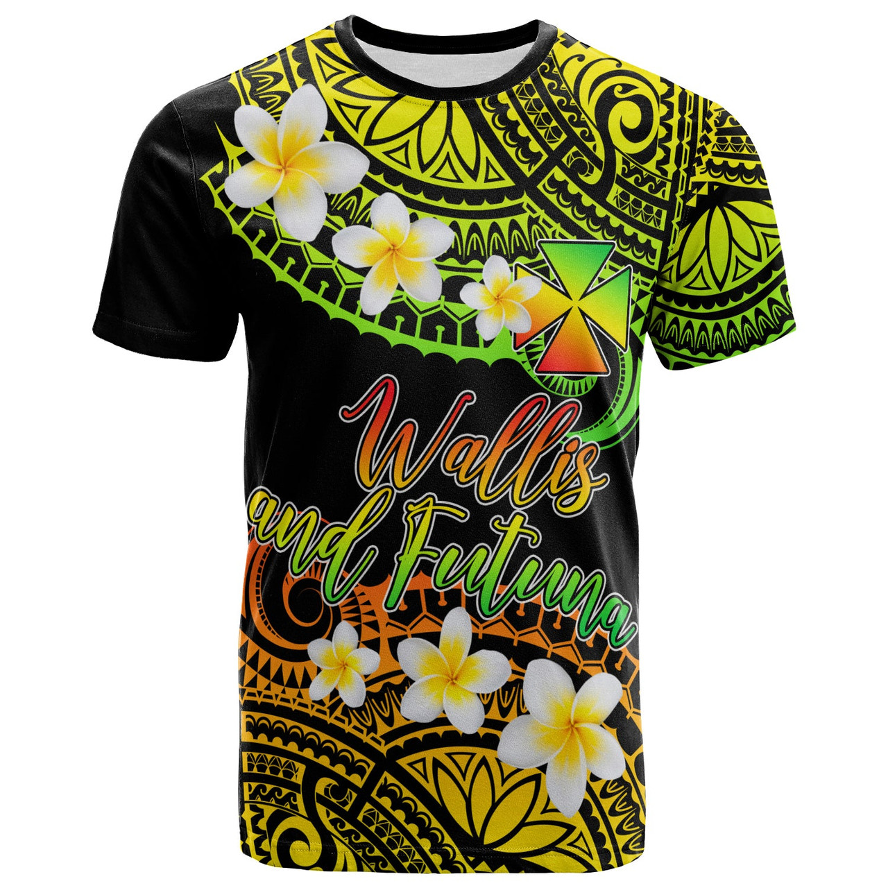 Wallis and Futuna Custom Personalised T-Shirt - Plumeria Polynesian Vibe Reggae 1