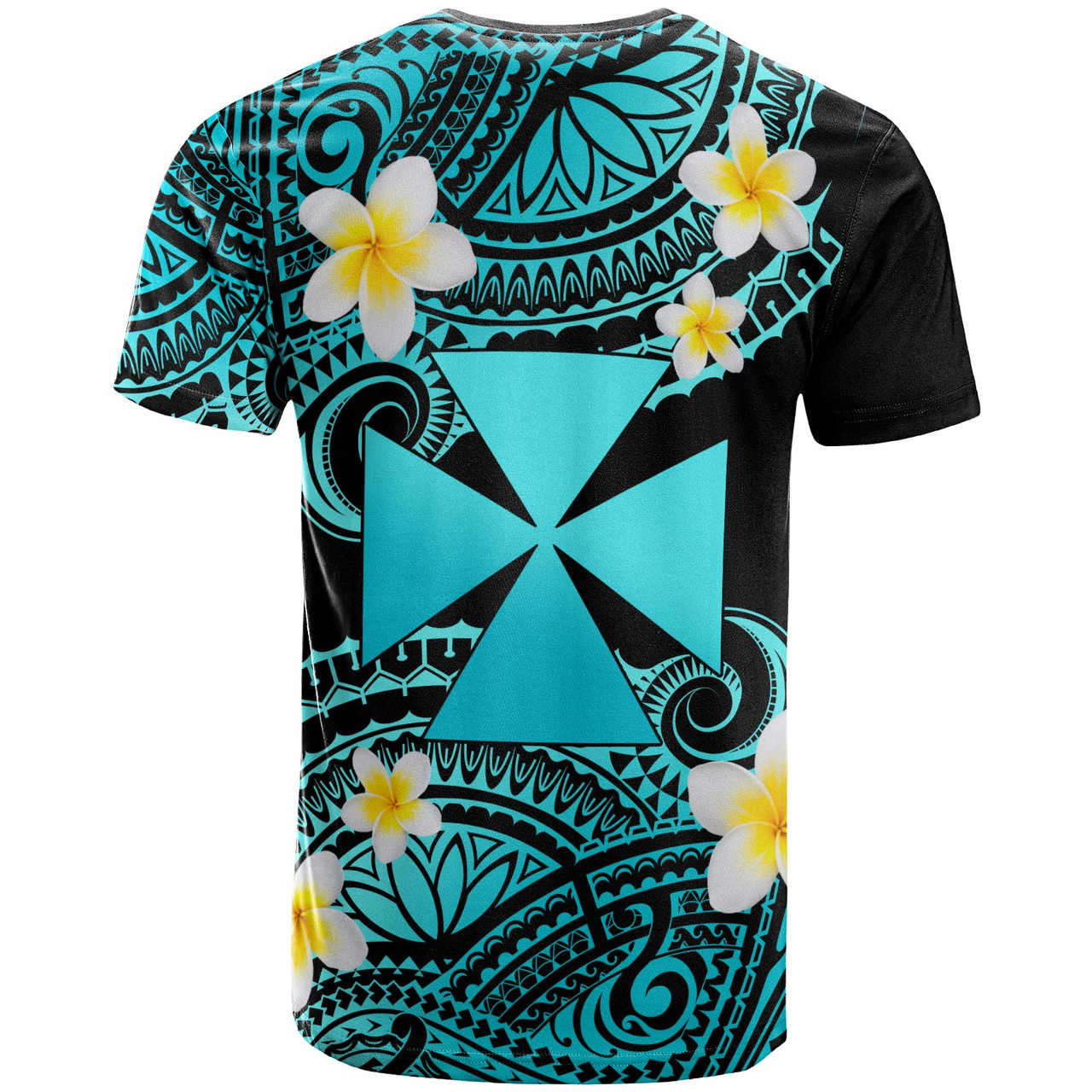 Wallis and Futuna Custom Personalised T-Shirt - Plumeria Polynesian Vibe Turquoise
