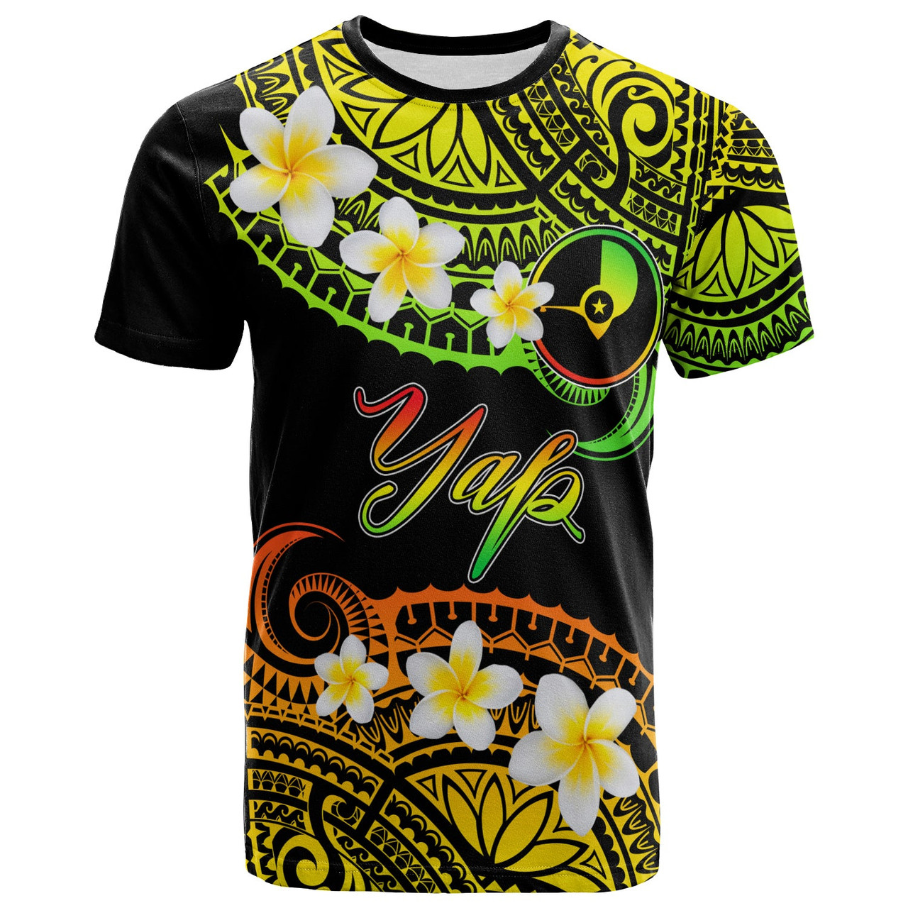 Yap Custom Personalised T-Shirt - Plumeria Polynesian Vibe Reggae 1