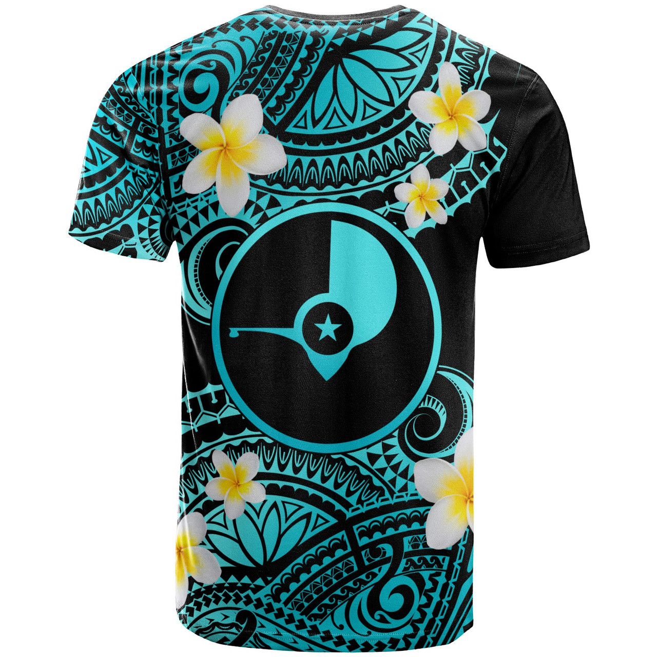Yap Custom Personalised T-Shirt - Plumeria Polynesian Vibe Turquoise