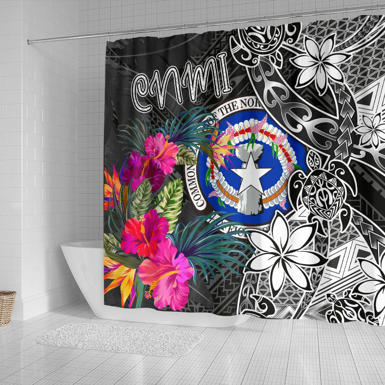 CNMI Shower Curtain - Turtle Floral 2