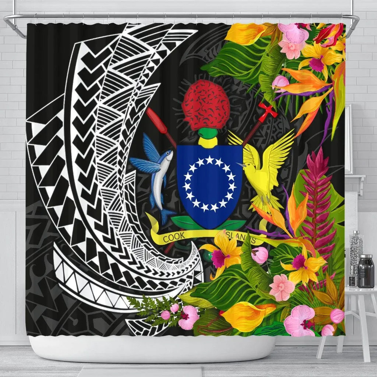 Cook Islands Shower Curtains - Seal Spiral Polynesian Patterns 1