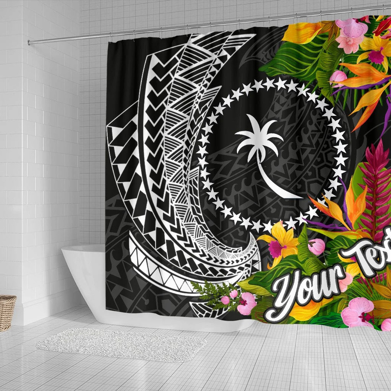 Chuuk State Shower Curtains - Custom Personalised Seal Spiral Polynesian Patterns 2