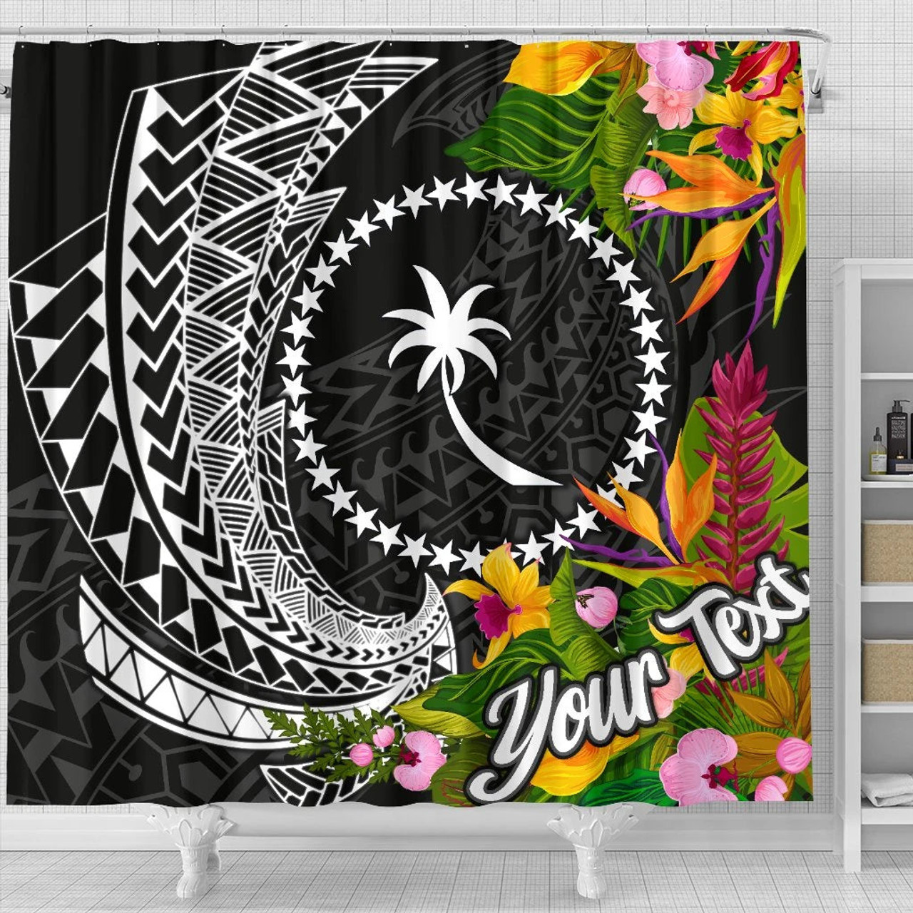 Chuuk State Shower Curtains - Custom Personalised Seal Spiral Polynesian Patterns 4