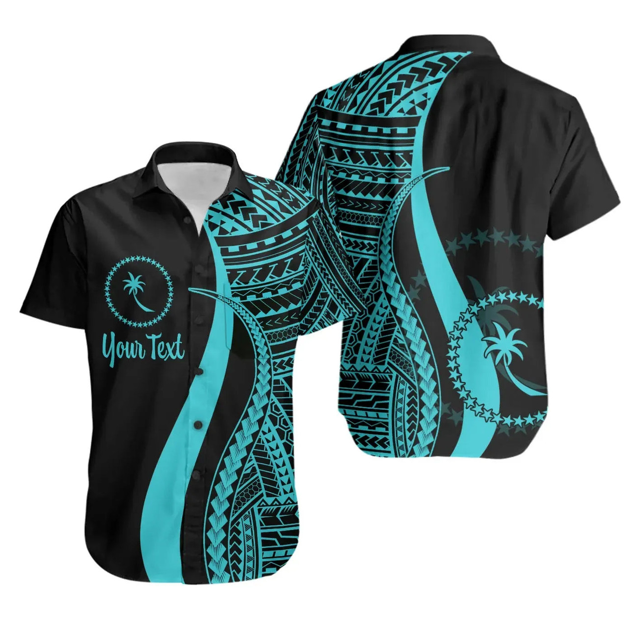 Chuuk Custom Personalised Hawaiian Shirts - Turquoise Polynesian Tentacle Tribal Pattern 1