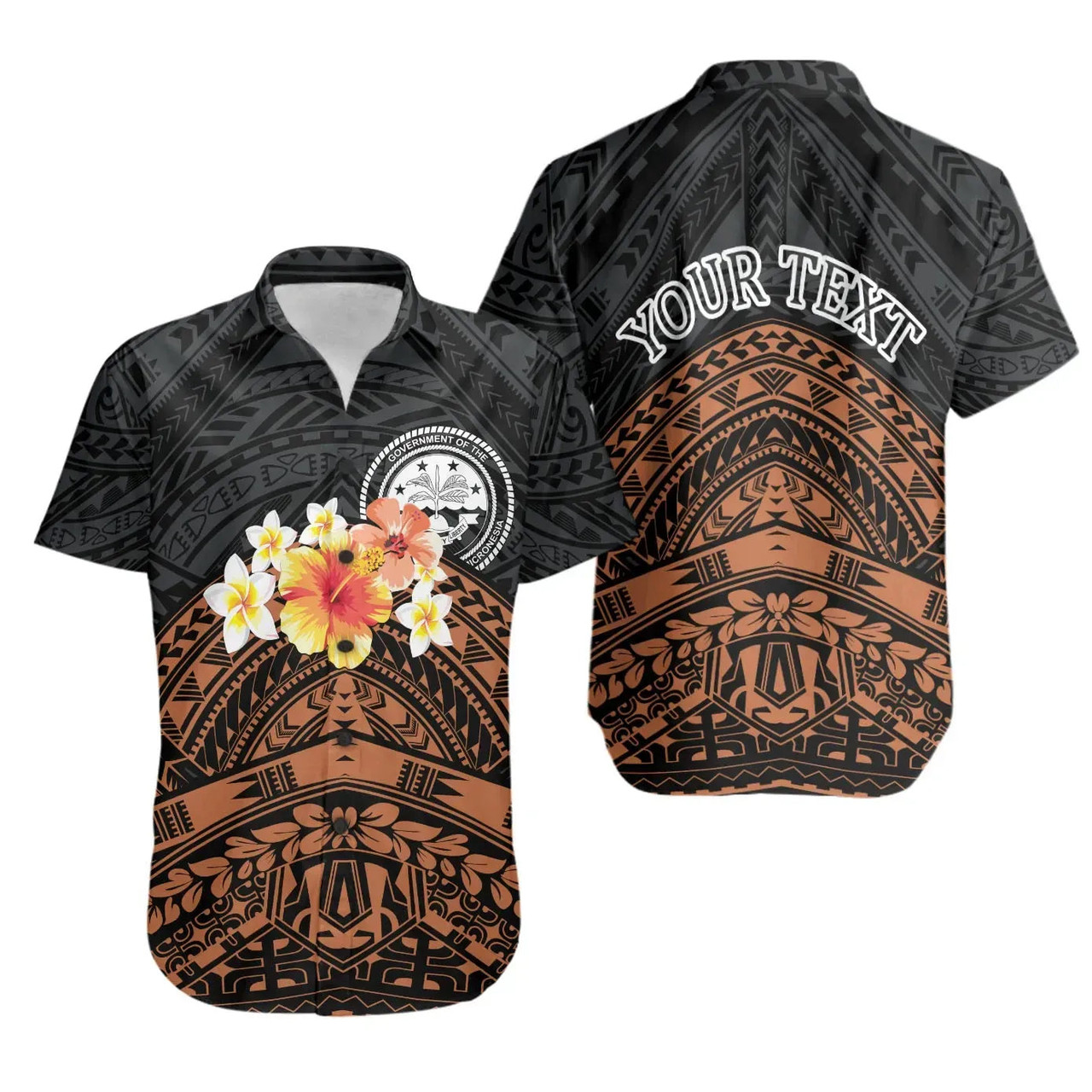 Federated States Of Micronesia Custom Personalised Hawaiian Shirts - Tribal Pattern Hibiscus 1