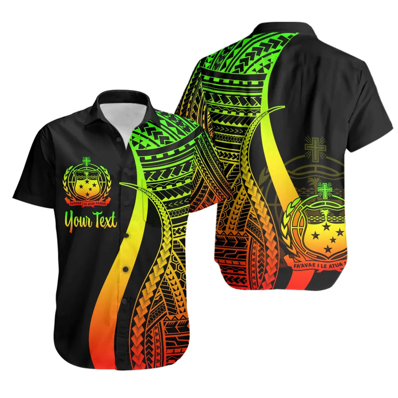 Samoa Custom Personalised Hawaiian Shirts - Reggae Polynesian Tentacle Tribal Pattern 1
