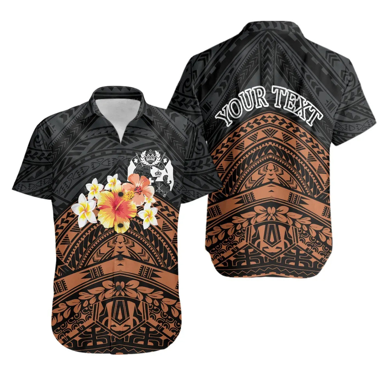 Tonga Custom Personalised Hawaiian Shirts - Tribal Pattern Hibiscus 1