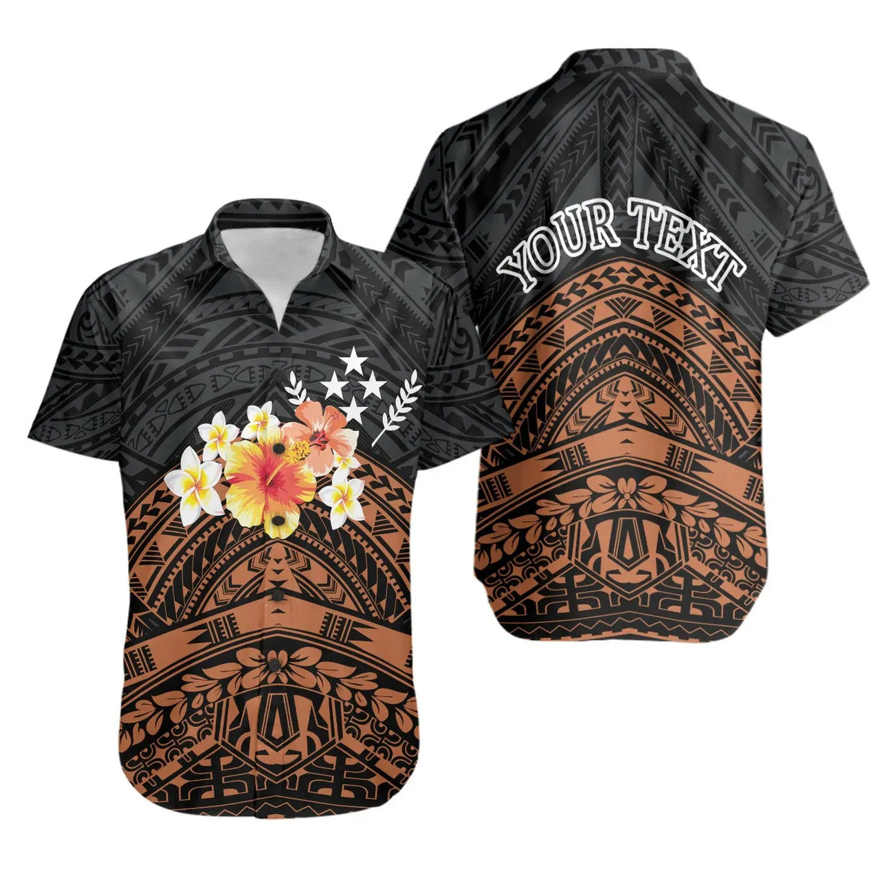 Kosrae Custom Personalised Hawaiian Shirts - Tribal Pattern Hibiscus 1