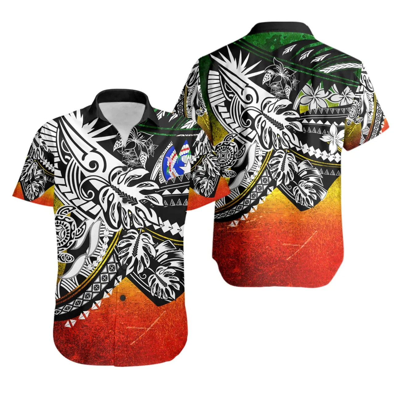 Northern Mariana Islands Hawaiian Shirts - Tribal Jungle Pattern Reggae Color 1