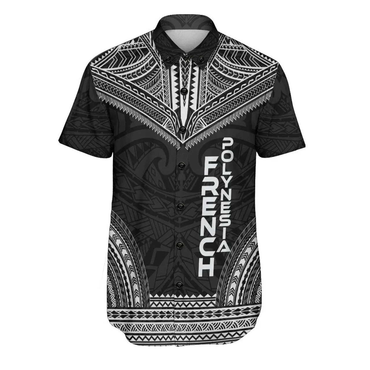 French Polynesia Polynesian Chief Hawaiian Shirts - Black Version 1