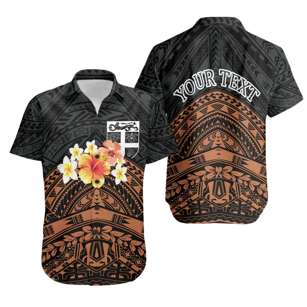 Fiji Custom Personalised Hawaiian Shirts - Tribal Pattern Hibiscus 1