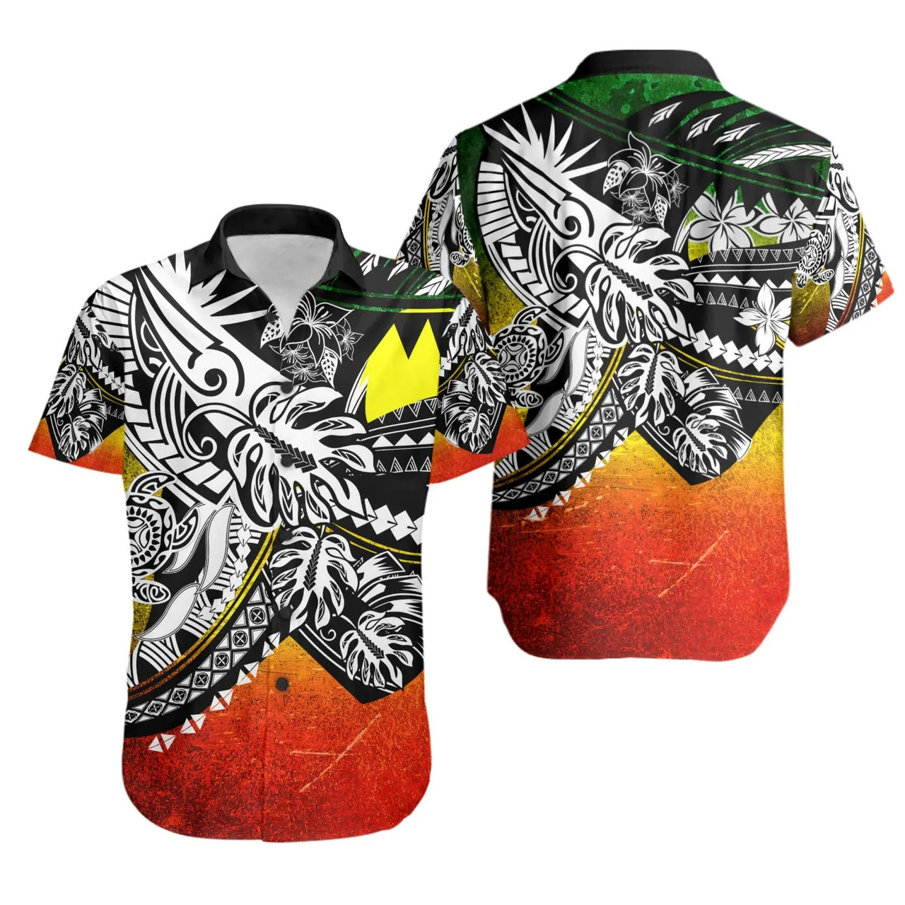 Palau Hawaiian Shirts - Tribal Jungle Pattern Reggae Color 1