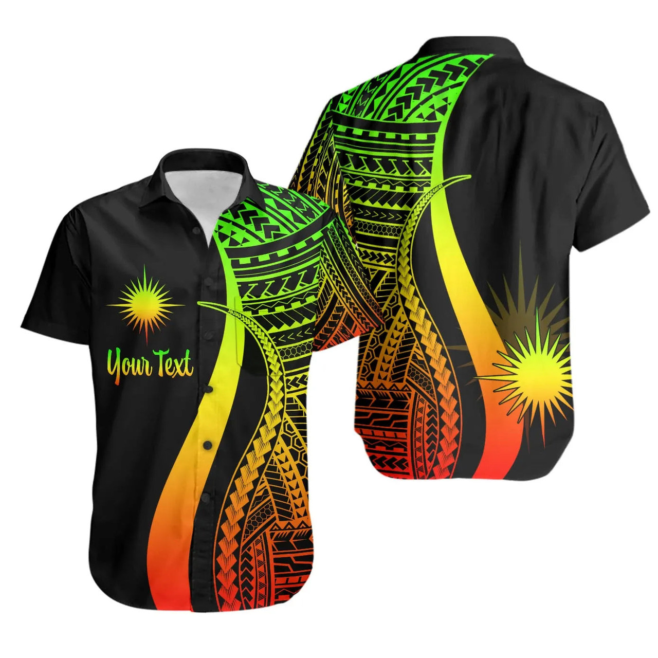 Marshall Islands Custom Personalised Hawaiian Shirts - Turquoise Polynesian Tentacle Tribal Pattern 1