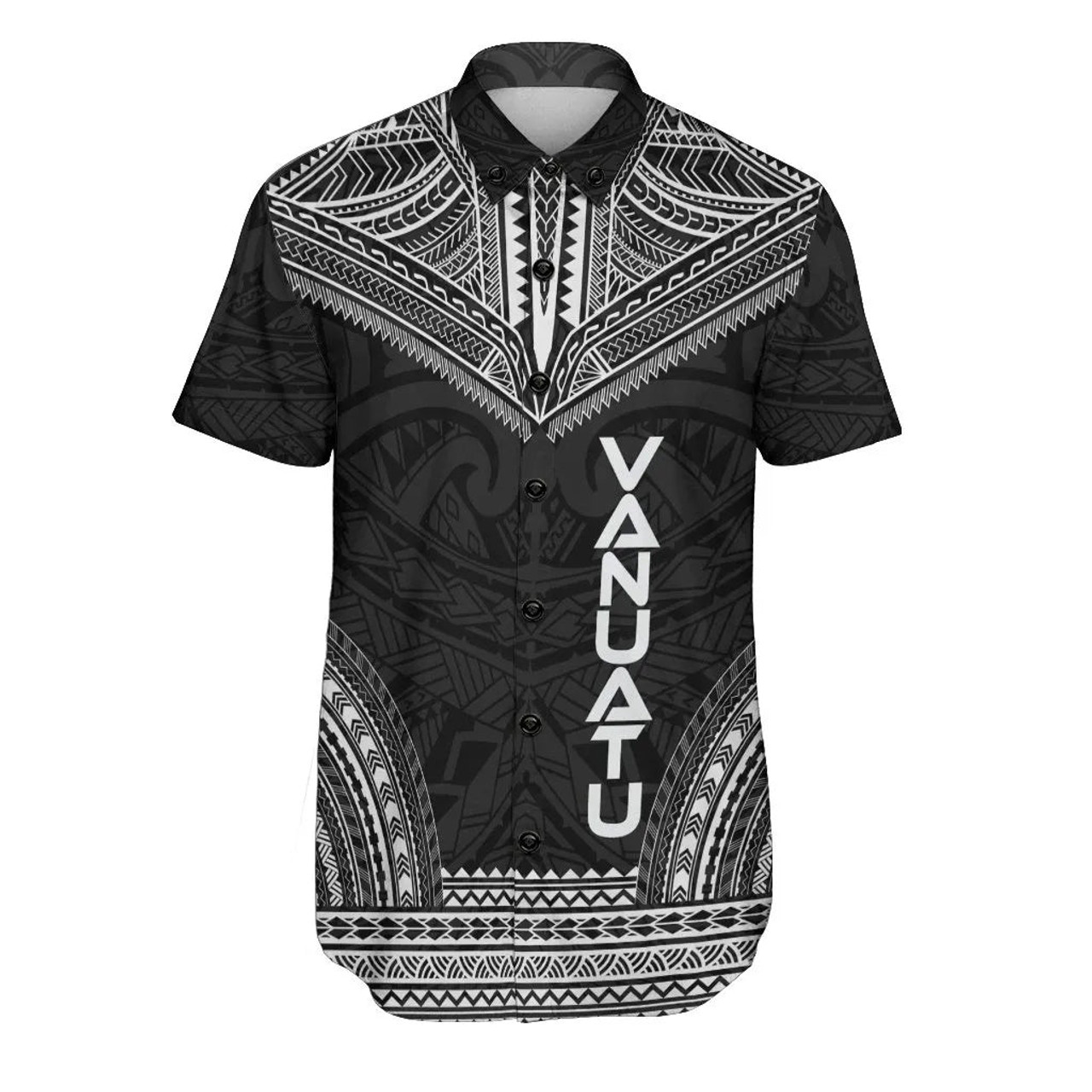 Vanuatu Polynesian Chief Hawaiian Shirts - Black Version 1