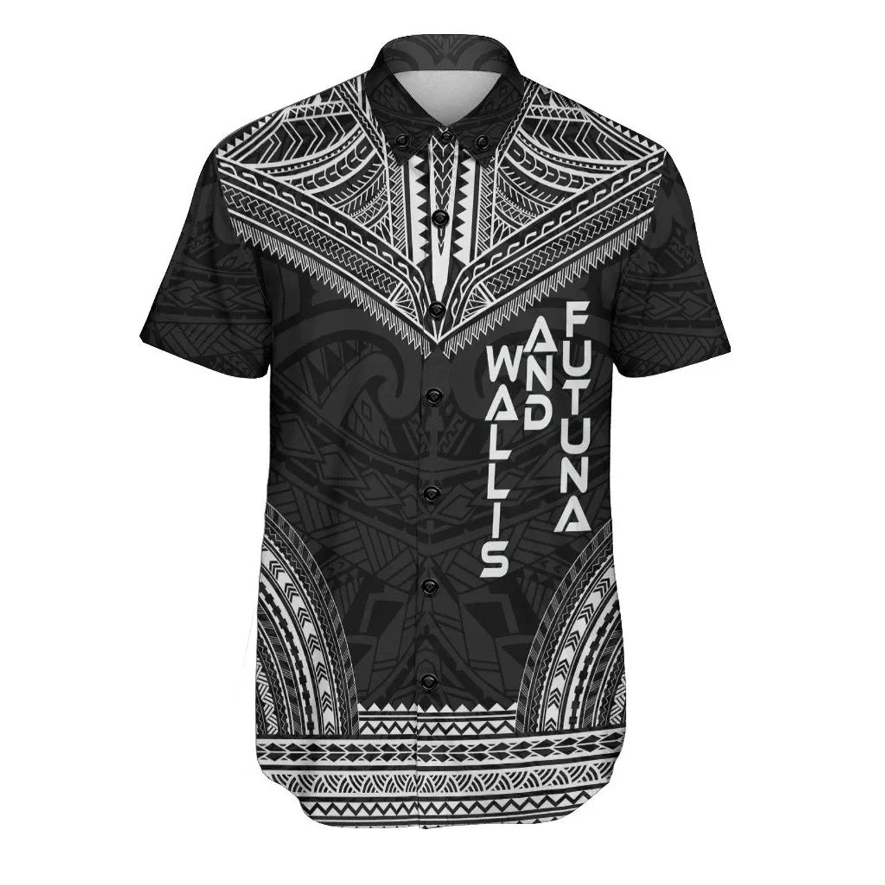 Wallis and Futuna Polynesian Chief Hawaiian Shirts - Black Version 1