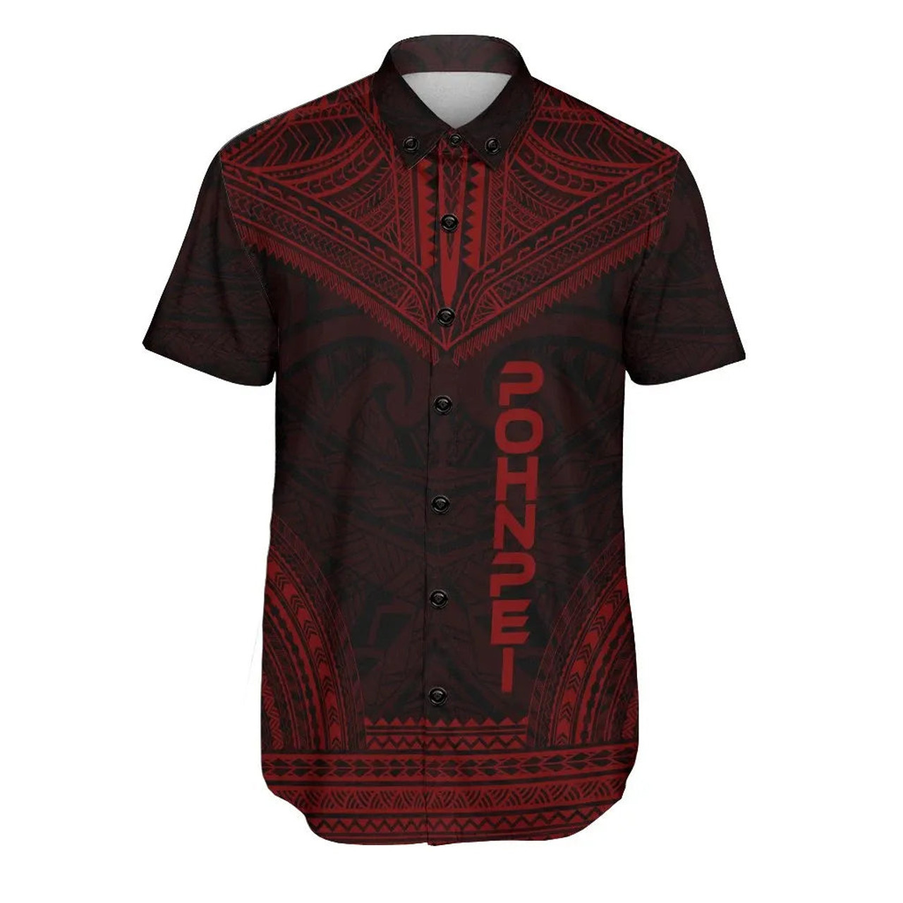 Pohnpei Polynesian Chief Hawaiian Shirts - Red Version 1