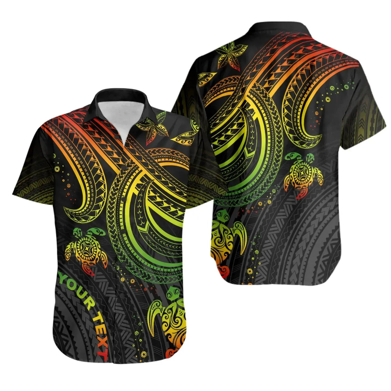 Polynesian Custom Personalised Hawaiian Shirts - Reggae Turtle 1