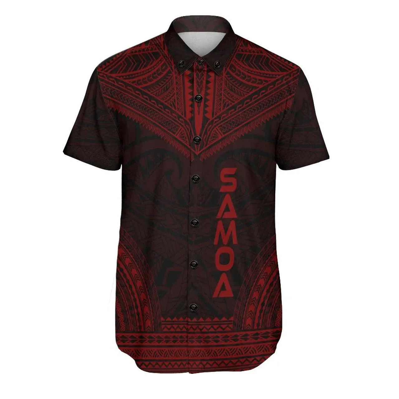Samoa Polynesian Chief Hawaiian Shirts - Red Version 1