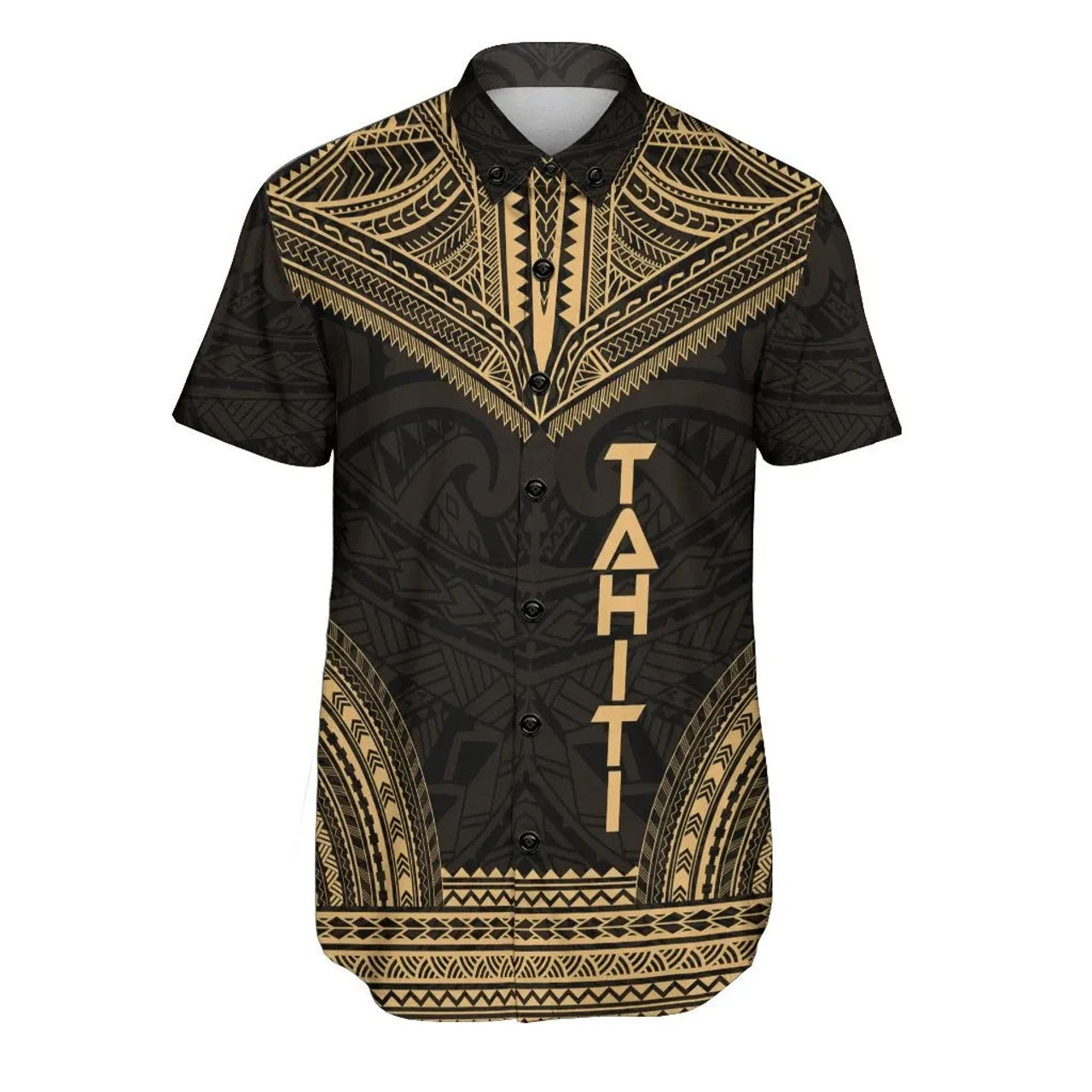 Tahiti Polynesian Chief Hawaiian Shirts - Gold Version 1