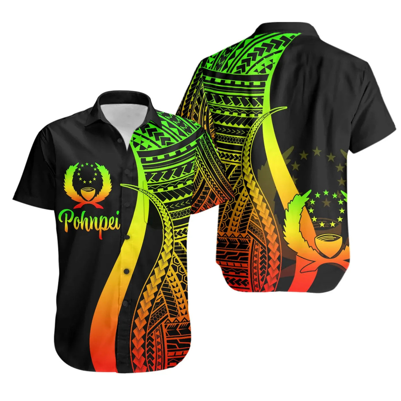 Pohnpei Hawaiian Shirts - Reggae Polynesian Tentacle Tribal Pattern 1