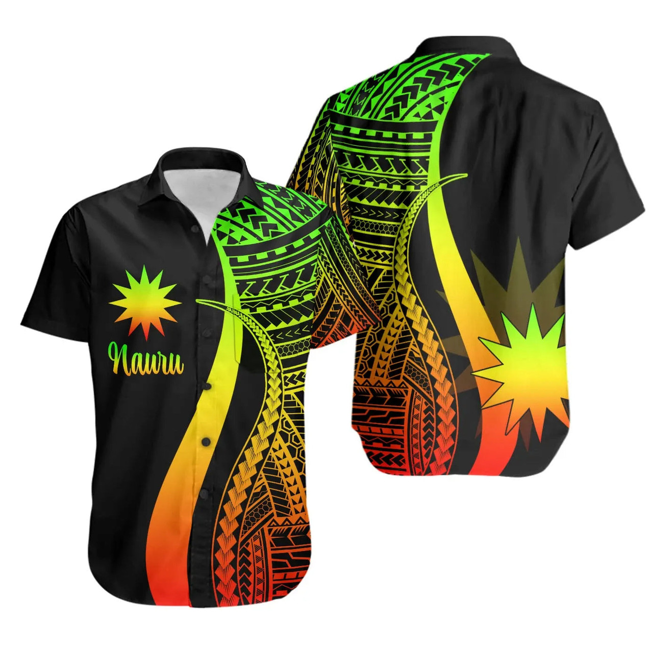 Nauru Hawaiian Shirts - Reggae Polynesian Tentacle Tribal Pattern 1