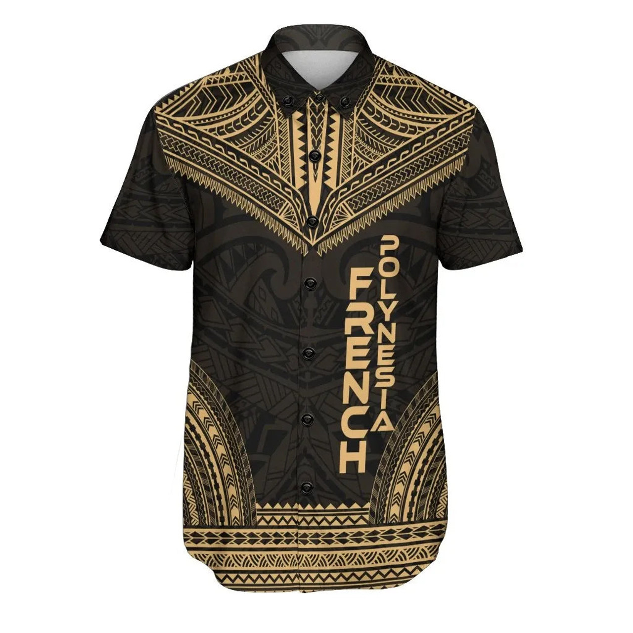 French Polynesia Polynesian Chief Hawaiian Shirts - Gold Version 1
