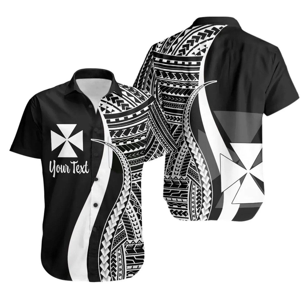 Wallis And Futuna Custom Personalised Hawaiian Shirts - White Polynesian Tentacle Tribal Pattern 1