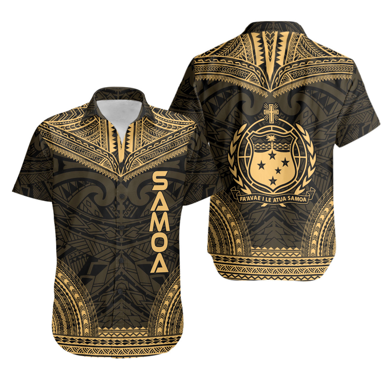 Samoa Polynesian Chief Short Sleeve Shirt - Gold Version