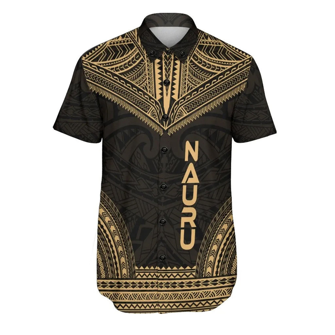 Nauru Polynesian Chief Hawaiian Shirts - Gold Version 1